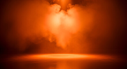 Dramatic orange spotlight illuminates smoky stage background