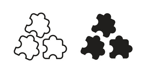 Puzzle icon illustration, thin line vector, web design sign,