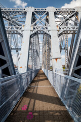 Naklejka premium Streetcar Right-of-Way along the Purple People Bridge - Ohio River - Cincinnati, Ohio & Newport, Kentucky