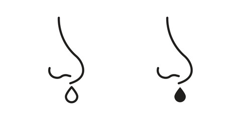 Runny nose icon illustration, thin line vector, web design sign,