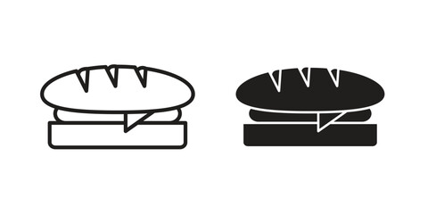 Sandwich icon illustration, thin line vector, web design sign,