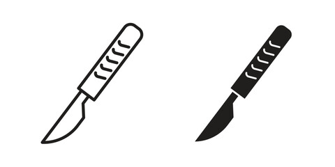 Scalpel icon illustration, thin line vector, web design sign,