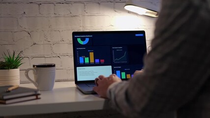 Middle Aged Male Businessman Viewing Annual Business Analytics Dashboard Fueled by Holiday Sales and Specials - Business Intelligence Analyst Concept - Powered by Adobe