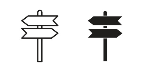 Signpost icon illustration, thin line vector, web design sign,