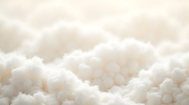 Cotton texture with white soft fibers forming a subtle woven pattern as the background, featuring gentle hills and valleys of fluffy cotton, with a neutral beige undertone and a slight sheen 