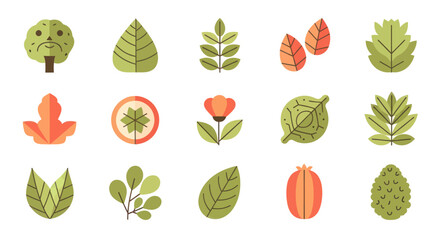 Abstract foliage collection leaf and plant illustrations for design elements