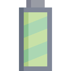 Rectangular Battery Icon With Green Charge Indicator And Gray Casing Isolated On White Background