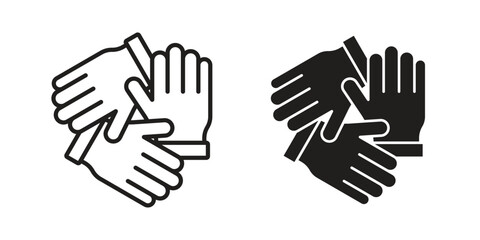 Obraz premium Teamwork icon illustration, thin line vector, web design sign,