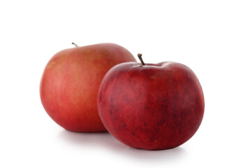 Two red apples on white background