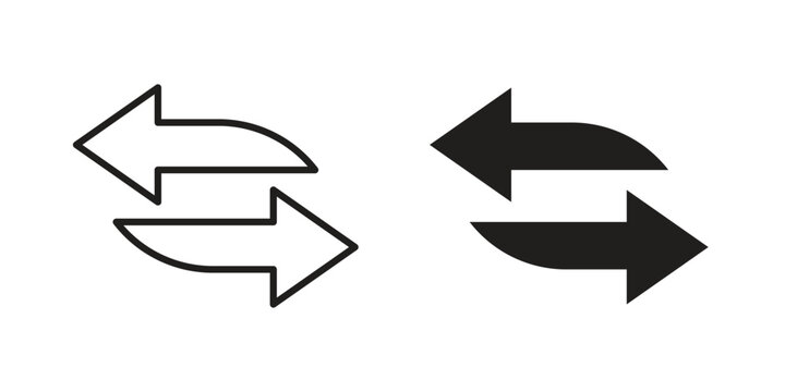 Transfer arrows icon illustration, thin line vector, web design sign,