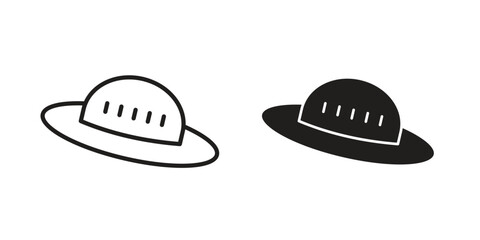 UFO icon illustration, thin line vector, web design sign,