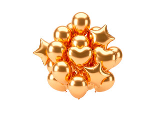 Golden Balloons in Foreground on White Background