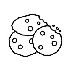 Simple line drawing of chocolate chip cookies stacked together
