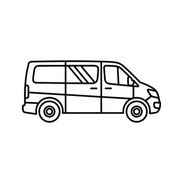Simple outline drawing of a passenger van or minibus