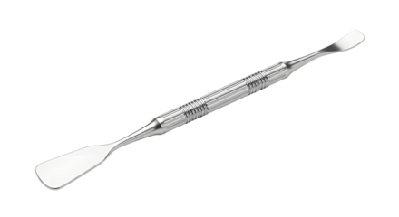 Stainless steel laboratory spatula instrument isolated PNG with Transparent Background