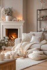 Fototapeta premium Aesthetic Winter Christmas Scene with Cozy Holiday Atmosphere and Festive Seasonal Charm