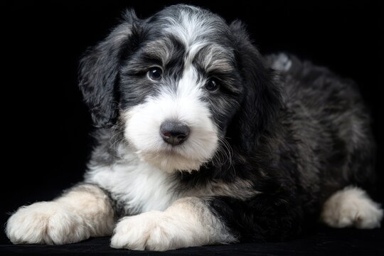 Fluffy Bernedoodle Dog: A Portrait of a Cute Canine Companion