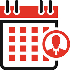 Red And Black Calendar Icon With Person Symbol Representing Appointment Or Schedule Planning In A Clean Graphic Design Style
