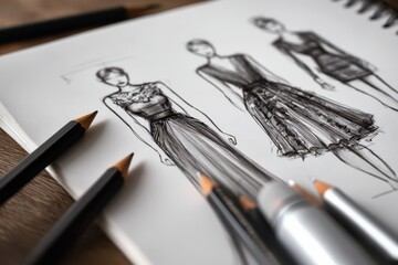 Elegant Fashion Illustrations: A Designer's Creative Sketches of Innovative Clothing Concepts