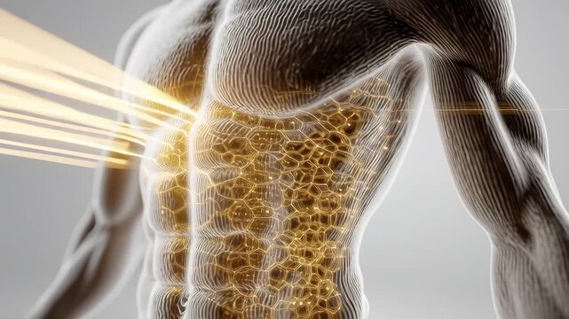 Metabolic Fat Burning Activation Abdomen Muscles Morph Animation