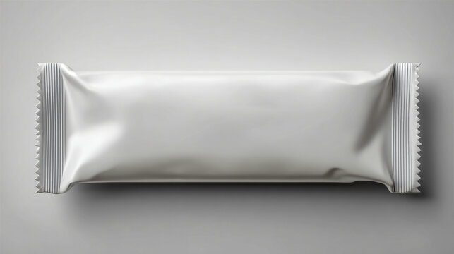 Blank white candy bar wrapper isolated on white background for mockup design