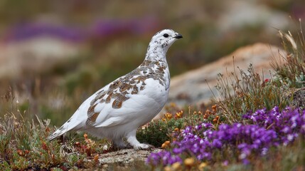Adult White-Tailed Ptarmigan in Summer Plumage on Alpine Tundra, Rocky Mountain National Park, Colorado &acirc;&euro;&ldquo; An Elegant Display of Camouflage