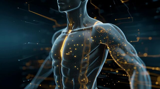 Digital Human Torso DNA Health and Fitness Morph Animation - Powered by Adobe