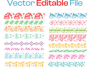 Colorful Holiday Borders Seamless Patterns Collection Christmas Decorations Festive Design Vector Graphics Party Decor
