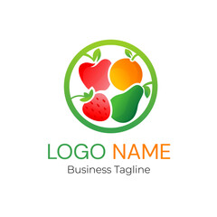 Logo Fruits Healthy Food Business Vector Design Template
