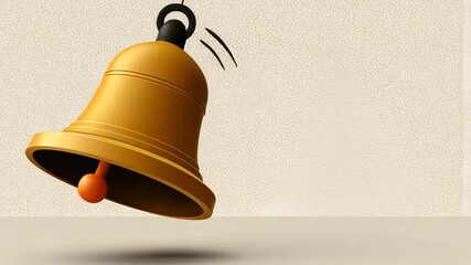 Golden bell vibrates energetically as it rings in a simple setting