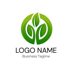 Logo Sprout Plant Green Leaf Vector Design Template