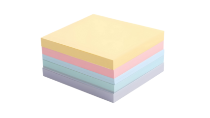 Sticky notes in pastel colors stacked, png, isolated on transparent background, perfect for design and marketing