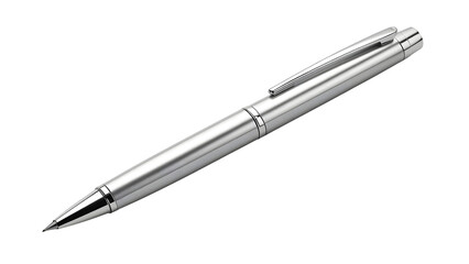 silver ballpoint pen with metallic highlights, png, isolated on transparent background, perfect for design and marketing