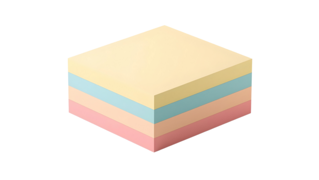 Sticky notes in pastel colors stacked, png, isolated on transparent background, perfect for design and marketing - Powered by Adobe