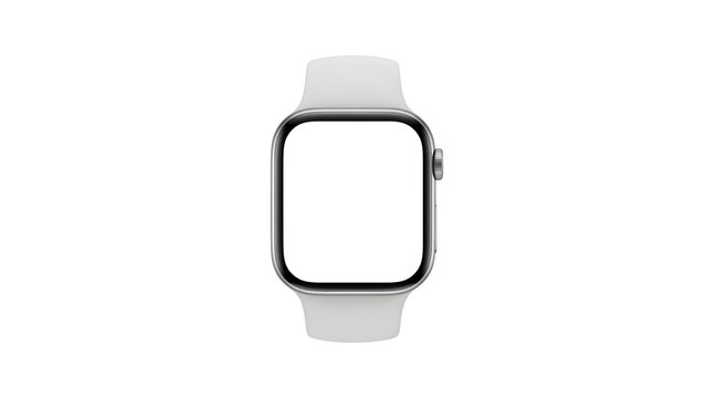 Modern smartwatch with white strap and transparent display, png, isolated on transparent background, perfect for design and marketing, top view, flat lay