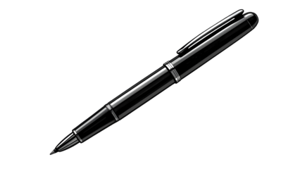 black ballpoint pen with metallic highlights, png, isolated on transparent background, perfect for design and marketing