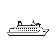 Obraz premium Simple line art illustration of a modern passenger cruise ship sailing on the water