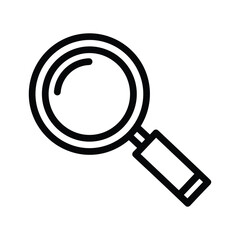 Simple hand drawn outline of a magnifying glass on a white background
