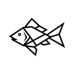 Geometric abstract line art of a single fish in a minimalist style
