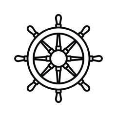 Classic wooden ship steering wheel nautical icon isolated on white background © NorStock