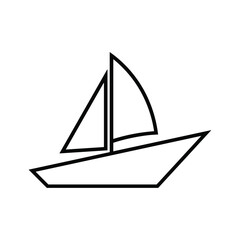 Simple outline drawing of a sailboat with two triangular sails on a white background