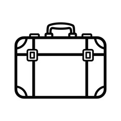 Classic vintage suitcase icon with simple outline drawing for travel and luggage concepts