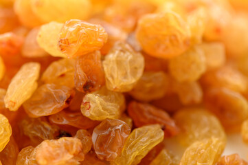 Appetizing Golden Raisins Macro Close-Up View
