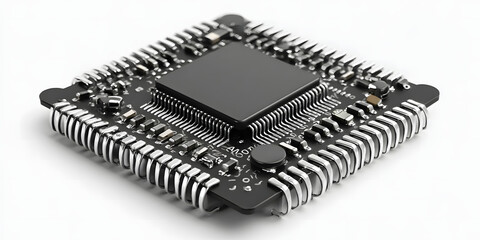 Ultra-realistic electronic chip displayed on a clean white background.