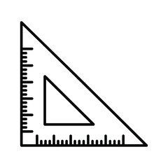 Simple outline icon of a set square ruler with measurement markings