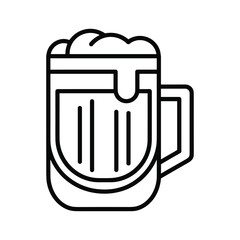 Stylized line art illustration of a frothy beer mug with bubbles and foam