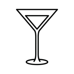 Minimalist outline of a classic martini glass filled with liquid on a white background