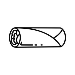 Simple line drawing icon of a fresh spring roll or egg roll