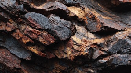 Fototapeta premium Close view of a rocky surface revealing intricate patterns and rich colors in natural materials.