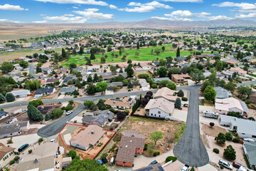 Aerial View of Residential Neighborhood with Green Spaces